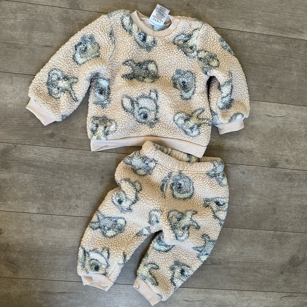 Disney Bambi Baby Girl Sherpa Sweatshirt & Jogger Set 12 Months